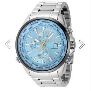Invicta Silver Watch with Light Blue Dial